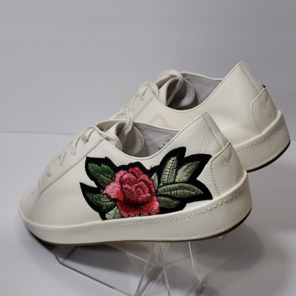 Joie Leather Embroidered Sneakers Size 9 - Picture 3 of 8